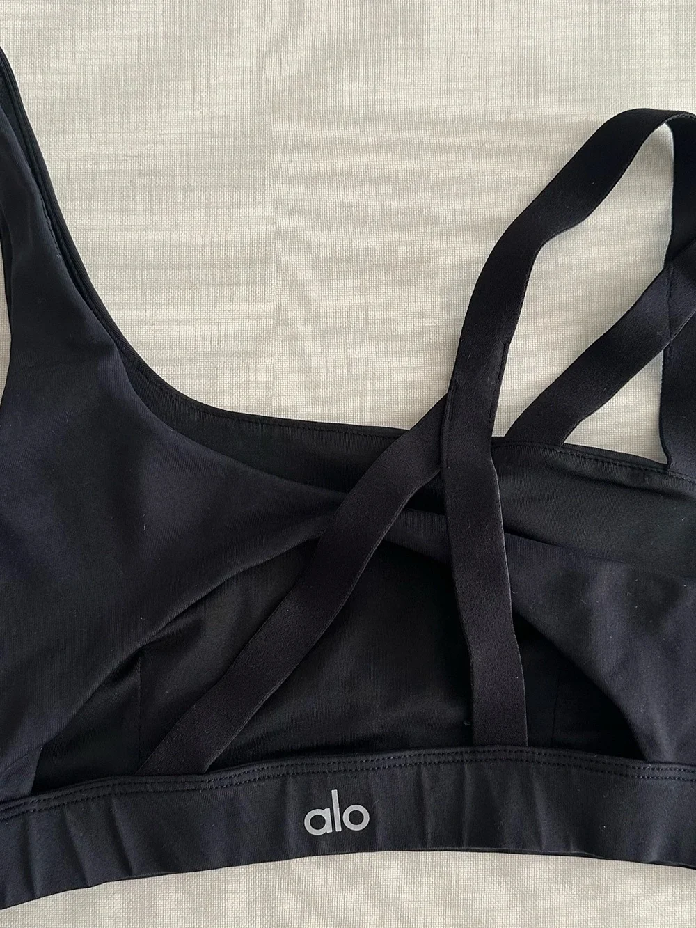 ALO Yoga Black Asymmetric Double-Strap Sports Bra